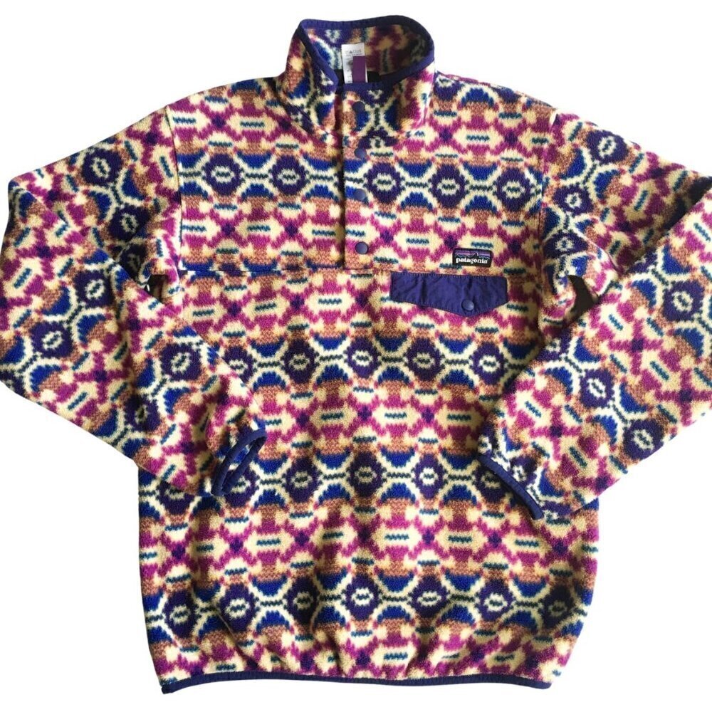 RARE Patagona Snap Synchilla Fleece, Aztec Geometric Aberdeen Butterfly - Sz XS